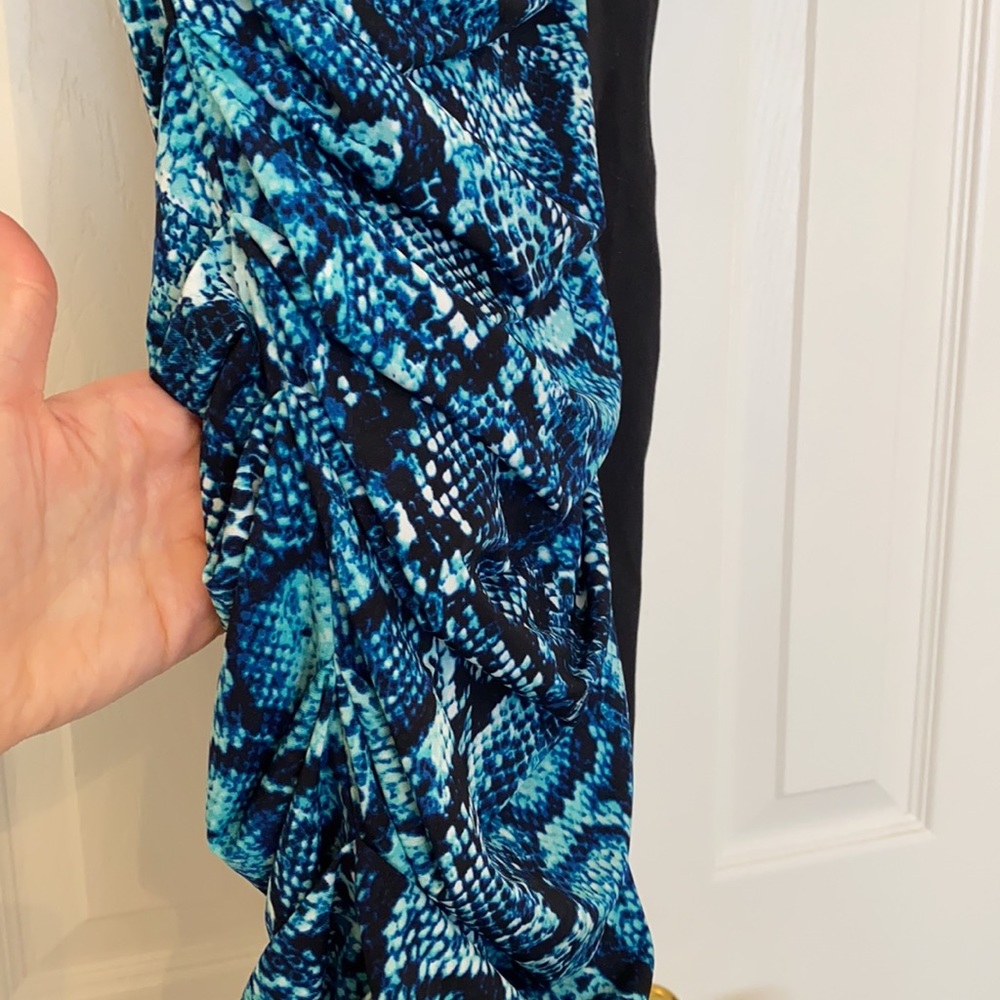 BCBG Blue Snakeskin and Black Dress Size XS - Picture 10 of 10